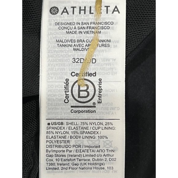 NWT ATHLETA Maldives Bra Cup Tankini Top 32D/DD Black - Picture 6 of 6